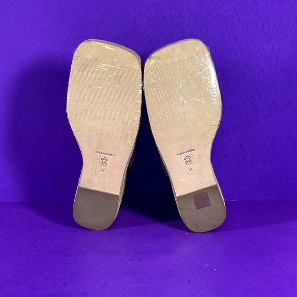 Paloma Barcelo Cream Leather Square Toe Wedge Heel Espadrilles Women's Size 11 - Picture 7 of 8